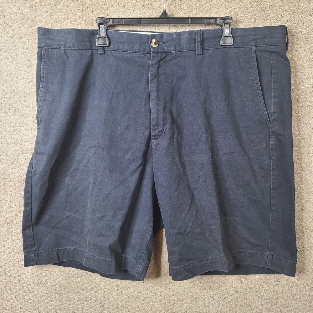 Roundtree & Yorke Shorts Men 42 Navy Blue Relaxed Fit Chino Cotton Casual Summer